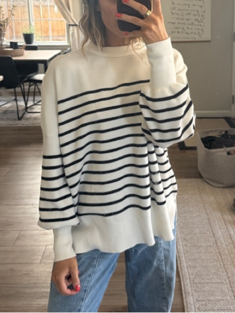 Striped Crewneck Sweater - White/Black